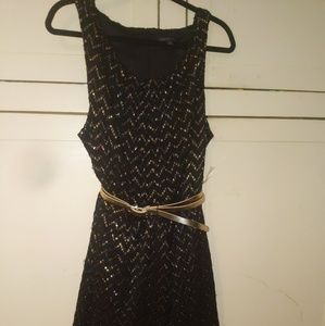 Women's Plus Dress, Black&Gold,24W,